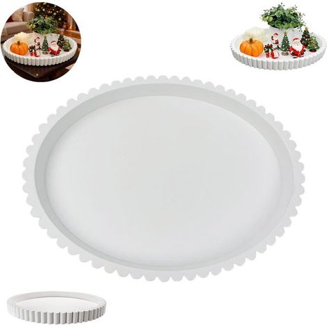 Bol rond - Bol décoratif moderne en silicone - Plateau décoratif - À poser sur une table basse - Blanc - 23 x 23 x 2 cm - Bol décoratif moderne pour îlot central - Convient pour décorer une table bass (1/5)