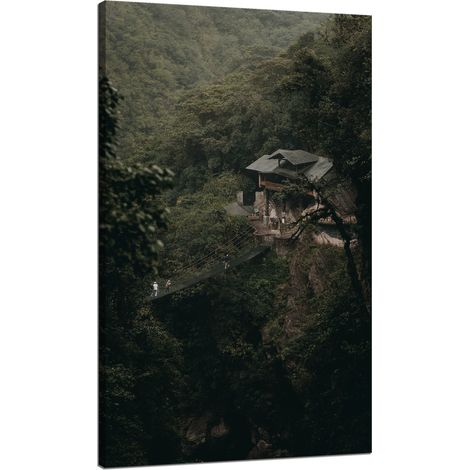 Leinwanddruck Naturhaus in den Bergen 70x120 cm
