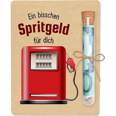 Boîte Cadeau Bois - Coffret Billet Carburant Avec Éprouvette - Pour Permis De Conduire Et 18 Ans - 10x13cm (1/5)
