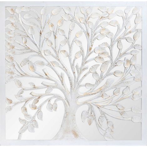 Panneau décoratif arbre blanc effet sculpté élégant - Blanc nacré (1/2)