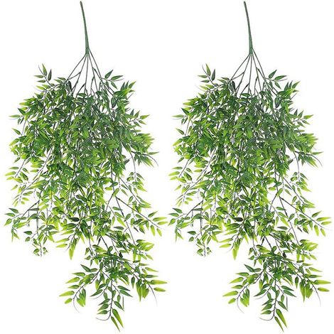 Plantes Artificielles - Feuilles De Bambou Simulées En Plastique - Décoration Murale Intérieure Et Extérieure - 2 Pièces (1/5)