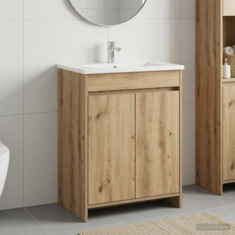 Gabinete de baño debajo del lavabo Roble Artesanal