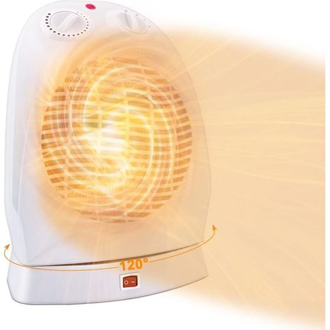 Radiateur Soufflant 2000W, Portabilité Chauffage Electrique Oscillant à 120° Avec 2 Niveaux de Chauffage, Thermostat Réglable Corps de Chauffe en Spirale Fonctionnement Chaud et Froid Blanc-LIAIKI (1/5)