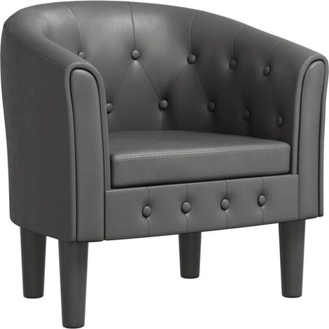 Fauteuil convertible en similicuir gris
