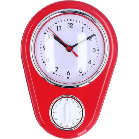 Minuteur de cuisine mural de 23 cm, rouge, à quartz silencieux, pour une précision optimale à la maison. (1/5)