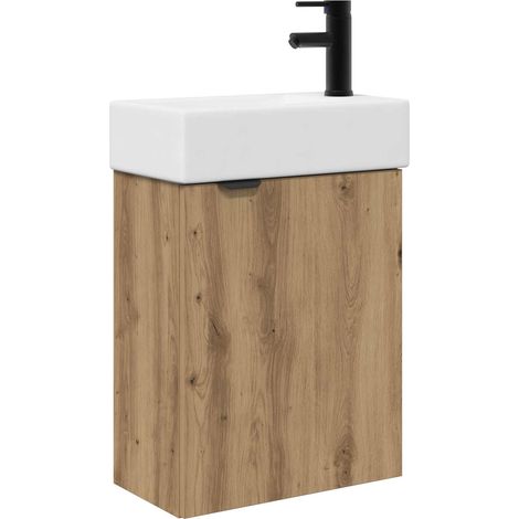 vidaXL Bathroom Vanity Unit with Tap Artisan Oak 45.5 x 22.5 x 84 cm