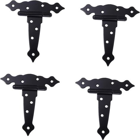charnière de porte de Cabanon en Fer Noir 4 Pièces à 8 Trous (1/5)
