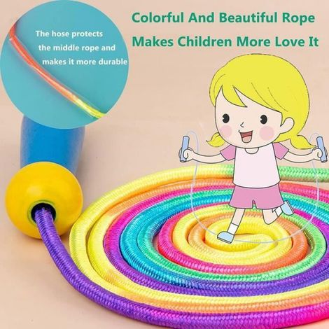 2pcs Junlic Corde Sauter pour Enfants Corde de Coton Rglable avec Poigne en Bois Confortables et Antidrapantes multi CORDE A SAUTER (1/4)
