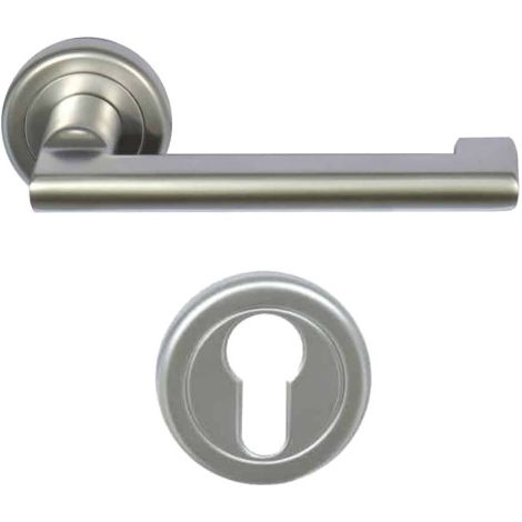 Packung Griff und Türrosette Aluminium - Pyla - Perlchrom Finish