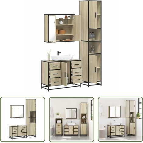 vidaXL Ensemble de meubles de salle de bain 3 pcs chêne sonoma