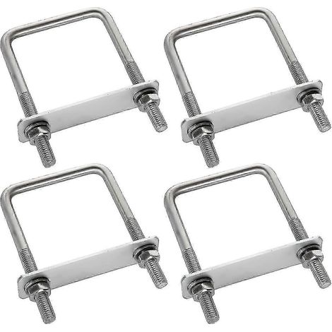 Kit de fixation 4 pièces, boulon en U, fixation pour coffre de toit, cadre robuste, boulon en U carré en acier inoxydable, pour remorquage, réparation, bateau, voiture (édition 527) (1/5)