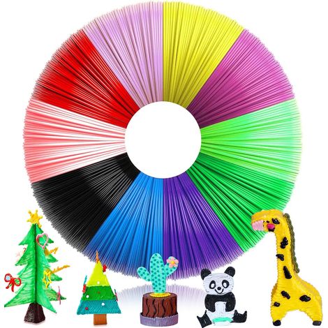 APEX Filament Stylo 3D, 10 Couleurs 1,75MM Recharge 3D Pen Filament,5 Mètres Chaque Couleur, pour la Plupart des Imprimantes 3D et Stylos (1/5)