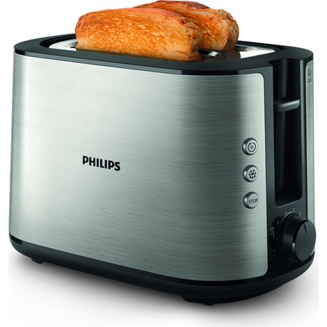 Philips Tostapane HD2650/90 Viva Collection 2 Fette 950W Metallo Nero e Acciaio Inox