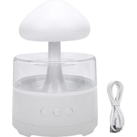 Humidificateur à effet pluie nuageuse, diffuseur d'huiles essentielles, 7 modes d'éclairage LED réglables, humidificateur en forme de goutte de pluie pour chambre et salon, rechargeable (1/5)