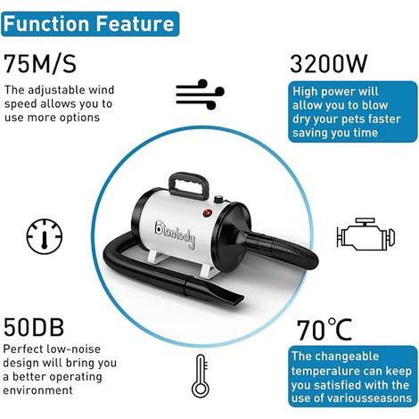 Dog Blower - Quiet - 4.5 HP / 3200 W - Adjustable Motor - Dog Care Blower with Nozzles - Elastic Hose and Maintenance Brush (1/2)