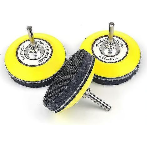 Disque de ponçage velcro 3 pouces (75 mm) pour ponceuses d’angle avec tige de 6 mm Disque tampon (1/5)