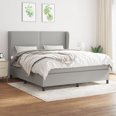 Sommier à lattes de lit avec matelas Gris clair 180x200cm Tissu (1/5)
