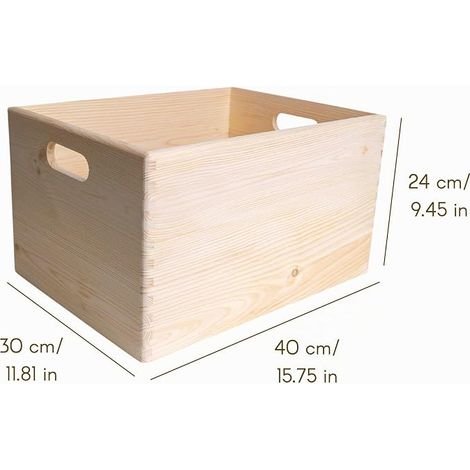Caisse Bois Rangement 40 x 30 x 24 cm Boîte de Rangement Bois avec Poignées Boite Rangement Cuisine Caisse de Rangement Bureau Casier de Rangement (1/2)