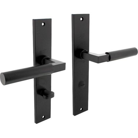 Langschildschildgarnitur Baustil Zamak F71 schwarz WC 72mm DIN L/R INTERSTEEL (1/3)