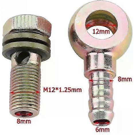 1 jeu de raccords M12x125mm pour refroidisseur d'huile de moto, adaptateur à tête sphérique M8 pour le remontage de la sortie/entrée du refroidisseur d'huile moteur - JXLGV (1/5)