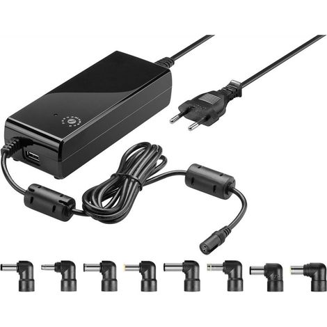 Alimentation pour Ordinateur Portable 90 W, incl. 8x adaptateurs DC et 1x prise USB-A, 12 V - 22 V jusqu'à 4 A max.. (1/2)