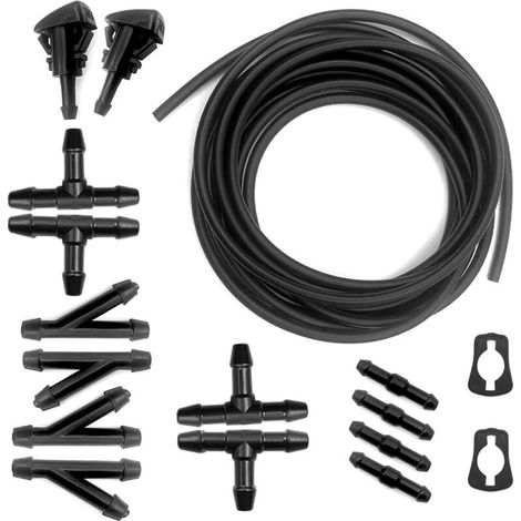 13 Pièces Universel Raccord Tuyau Lave Glace, Kit De Pulvérisation De Remplacement Gicleur Pare-Brise Universel, Essuie-Glace Lave-Linge Tuyau Caoutchouc Automobiles Accessoires