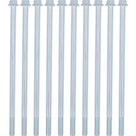 Lot de 10 vis hexagonales demi-filet acier carbone robuste allongées pas fin M10x230 (1/5)