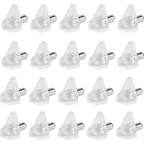 Lot de 90 supports d'étagères, 5 mm, en plastique transparent pour meubles, étagères, armoires, en bois et verre, supports d'étagères, transparents (1/5)