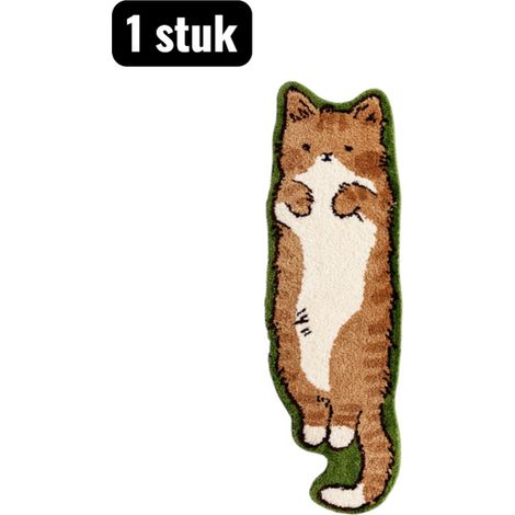 Tapis 40 x 120 cm en forme de chat avec motif animal imitation peau d'agneau facile à entretenir pour chambre salon et décoration intérieure (1/4)