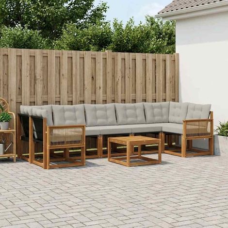 vidaXL Ensemble de canapés d'extérieur 8 pc Naturel et gris clair