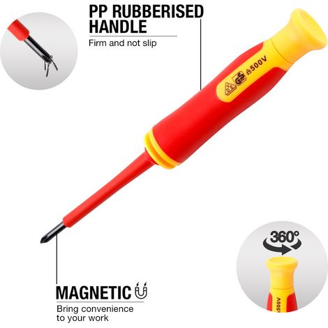 Jeu de tournevis isolés 10 en 1 (torche, cruciforme et plat) - Outils pour électricien domestique