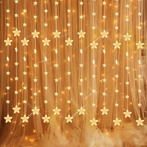 AIDUCHO Lichterkette mit Spiegeleffekt, 80 Sterne, 144 LEDs, 2 m x 1,5 m, verbindbarer Sternenvorhang mit 8 Modi, Fernbedienung, Fensterbeleuchtung, Weihnachtsbeleuchtung für die Fensterdekoration (1/5)