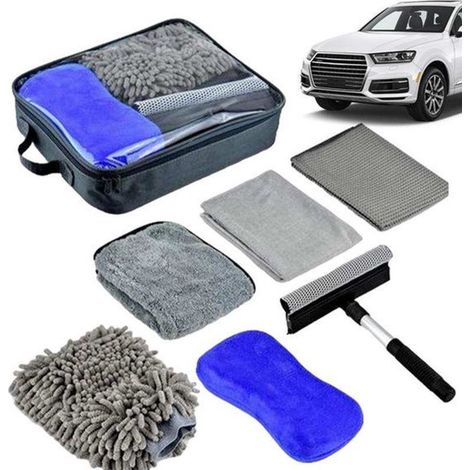 Limpiador de autos de 6 piezas con cabezal de lavado pulido y kit de lavado de autos, guante de lavado. (1/4)