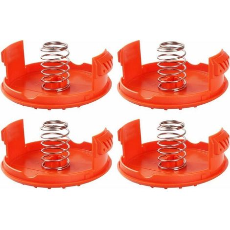 4 Pack Spool Caps + 4 Spring Replacement Parts Compatible with BLACK+DECKER RC-100-P Trimmers (1/3)