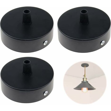 GABRIELLE 3-teiliger Deckenbaldachin, 8 cm Drahtabdeckung für Kronleuchter, magnetisches Profil mit integrierter Kabelklemme, mattschwarz, für alle Lampen geeignet