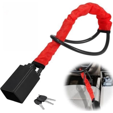 Antivol de volant, Antidmarrage de Voiture, Universel Dispositif Antivol pour Connecter le Ceinture de Scurit, Avec 3 Cls (1/4)