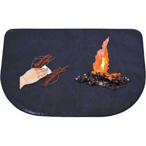 Tapis de sol - Tapis de barbecue - Tapis de sol de barbecue résistant à la chaleur - Protection de sol - Convient aux barbecues, braseros et fours d'extérieur - 102x50CM - Noir (1/5)