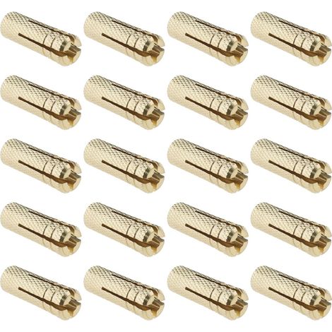 Chevilles M6 en Laiton - Lot de 20 - Fixation Murale Robuste - Pour Béton et Brique Pleine - Intérieur et Extérieur - 8x25 mm (1/5)