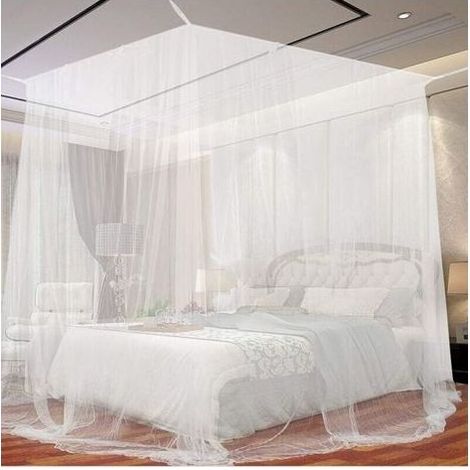 AIMOONSA Moustiquaire de Lit, Grand Carre Moustiquaire pour Lit Extra Large, Moustiquaire Baldaquin Intrieur et Extrieur pour Lits Simples et Doubles - Blanc (190 x 210 x 240cm) (1/5)
