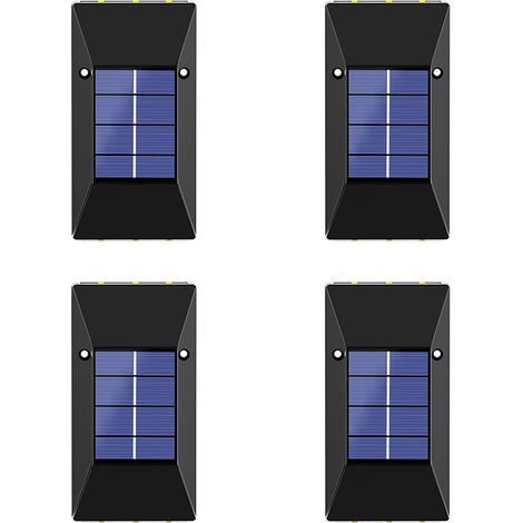4er-Set Solar-LED-Wandleuchten für den Außenbereich – Warmes Licht (6 LEDs) – Wasserdichte Solarleuchten für Garten und Veranda – Solarbeleuchtung