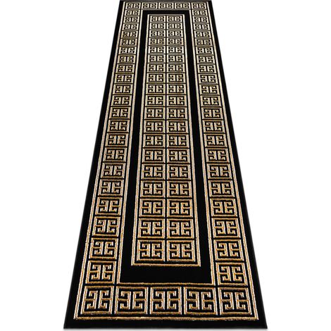 Teppich, Läufer ALLURE 1968 Griechischer Schlüssel, Rahmen - Strukturell, stilvoll, glamourös schwarz / gold black 70x200 cm