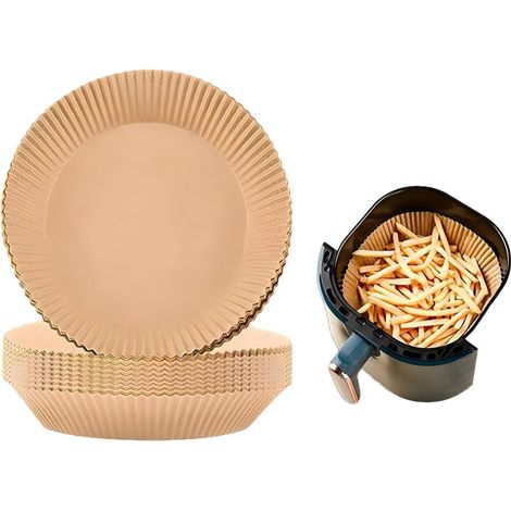 Papier pour friteuse à air chaud, petit format, 50 feuilles, plateau en papier antiadhésif de qualité alimentaire, 16 cm. (1/4)
