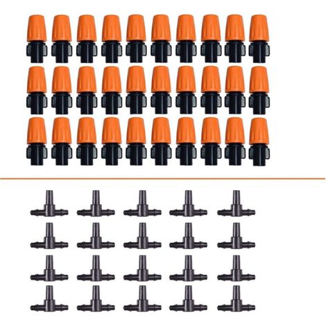 50pcs Goutteur Irrigation Réglable, 1/4'' Système Dirrigation Goutte à Goutte Micro Flow Drip Head Buses de Brouillard Dirrigation pour Jardins Potagers ou Massifs de Fleurs (1/5)
