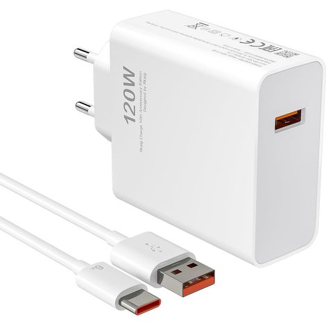Schnell-USB-Ladegerät für Redmi Note 13, 12, 11 Pro, Turbo-Ladegerät mit 6A USB-C-Kabel für Xiaomi Redmi 14/13/12/11 Ultra/12 Lite/12X (120W 1+1, 120W 1+1)