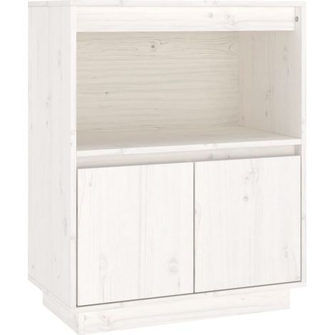 Aparador buffet cómoda armario unidad de almacenamiento organizador cocina salón salón 60 x 34 x 75 cm madera maciza de pino blanco 020030350