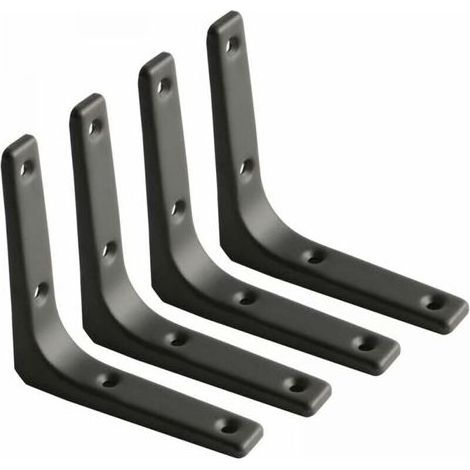 4pcs 100mmx100mm Wall Shelf Bracket, Matte Black Metal Bracket, Metal Shelf Support for Kitchen Decor, Heavy Duty Bracket-Wall Shelf