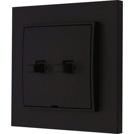 Interruptor doble, estilo estadounidense, Karlik mini, negro mate (1/3)