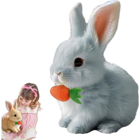 Jouet Lapin Interactif, Jouet de Lapin Sauteur, Lapin en Peluche de Pâques, Interactive Electronic Pet Peluche La-pin Jo-uet, Peluche Lapin de Paques Lapin en Peluche avec Carotte (1/5)