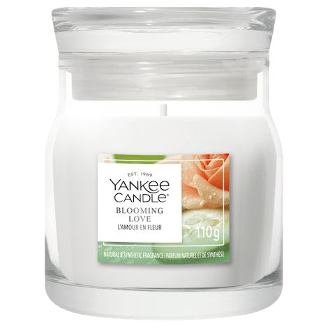 Candela Blooming Love piccola Signature 110g Bianco Yankee Candle
