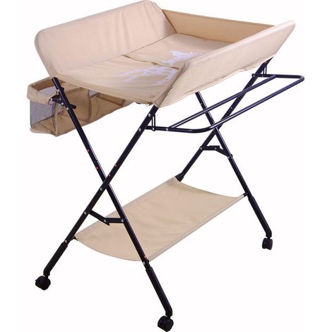 Table à Langer Pliante avec Espace de Rangement, Organisateur de Chambre d'enfant, Commode de Soin pour Bébé, 7 Couleurs (Couleur: Kaki)